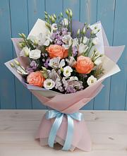 Букет Утренняя свежесть в Алексеевка Алексеевский район Букет цветов из:  Лизиантусы, Розы, Альстромерии и Гипсофила в Алексеевка Алексеевский район