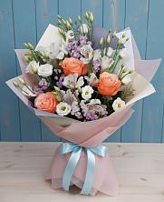 Букет Утренняя свежесть в Алексеевка Алексеевский район Букет цветов из:  Лизиантусы, Розы, Альстромерии и Гипсофила в Алексеевка Алексеевский район