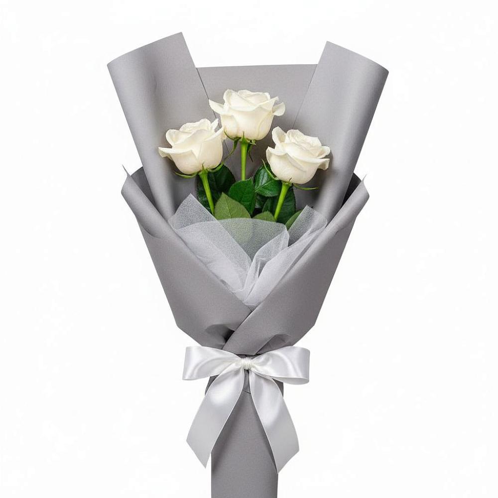 Букет 3 белые розы в Алексеевка Алексеевский район Букет 3 белые розы в Алексеевка Алексеевский район