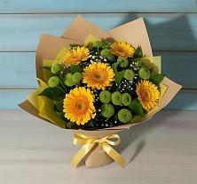 Букет цветов из:  Герберы и Хризантемы в Алексеевка Алексеевский район