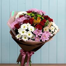 Букет цветов из:  Розы, Хризантемы и Альстромерии в Алексеевка Алексеевский район