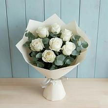 Букет Белые розы в Эвкалипте в Алексеевка Алексеевский район
