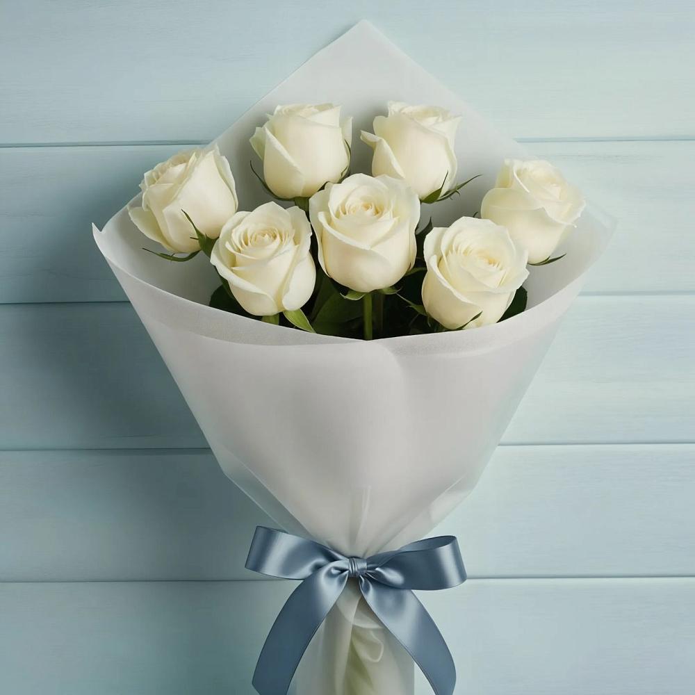 Букет 7 Белых роз Эдлесс Лав в Алексеевка Алексеевский район